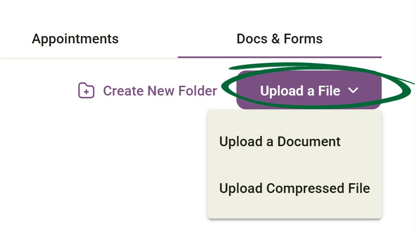 Access the Upload Menu screenshot